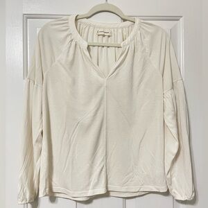 Lucky Brand Cream pheasant style Long Sleeve Top size S